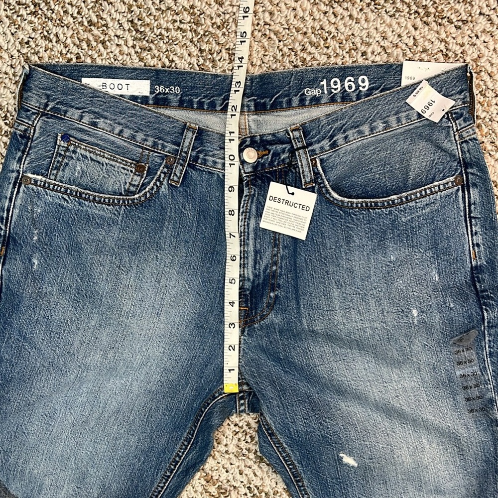 GAP 1969 BOOT CUT JEANS  DESTRUCTED Men’s 36x30 NWT - Picture 12 of 15